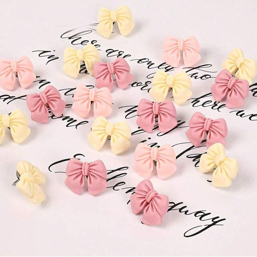 10/20pcs Bowknot Push Pins, Colorful Decorative Thumbtacks For Photo Wall, Map, Office, Home Decor, Desk Accessories, Holiday Party Wall Decoration (Random Mix) - Multicolor - View 1
