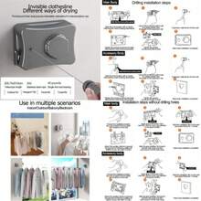 Retractable Clothesline - Portable Heavy Duty Indoor And Outdoor Washing Line - Wall Mounted Drying Rack Clothing Line Retracting Hanging Lock To Prevent Sagging - XJZM003 - View 3