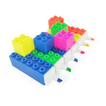 Building Block Shaped Fluorescent Highlighter Pen, Cartoon Fluorescent Marker, Handheld Pen, Creative Shaped Fluorescent Pen, First Day Of School - Multicolor - View 5