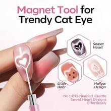 3Pcs Multi Function Shimmer Nail Styling Kit, For Heart Hollow Wide Light Nail Patterns - Multicolor - View 3