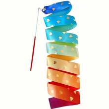 Random Color, 1pc Shiny Gymnastics Ribbon With Rotating Dance Wand - A Colorful Dance Ribbon With Stars, Perfect For Performance, Show And Practice. Made Of High-Quality, Flexible Material. - Multicolor - View 2