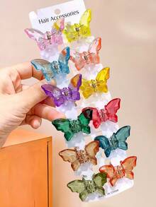 12/6/2 pièces Pinces à cheveux papillon en gelée 3D, cristal clair et transparent, durable et respectueux des cheveux, accessoires capillaires doux et mignons - convient aux filles et aux adolescentes, pour le quotidien, les vacances, l'école, les rendez-vous - Multicolore - Voir 3