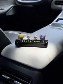 1pc Creative Car Temporary Parking Number Plate Mini Fruit Sofa Rabbit Design Phone Number Card Car Interior Decoration Accessory Mini Creative Ornament Car Temporary Parking Sign Portable Hidden Phone Number Plate Car Hidden Temporary Parking Number Plate - A - View 3