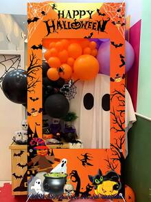 1pc Happy Halloween Photo Frame Prop, Vinyl Backdrop, Halloween Party Photo Booth Banner, Halloween Photo Background Decoration, Halloween Photo Spot Setup, Halloween Decoration, Happy Halloween Decor, Halloween Party Supplies, Halloween Trick Or Treat Decor, Halloween Gift, Halloween Outdoor Decoration, Haunted House Decor - Halloween Style a - View 8