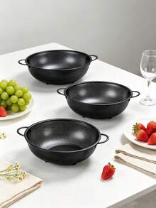 1pc Stainless Steel Black Fine Mesh Colander, Dual Handle Rice Washing Basket, Vegetable And Fruit Strainer, Stainless Steel Rice Sieve, Fine Mesh Design, Suitable For Washing Pasta, Vegetables, Rice, Fruit And Other Ingredients, Multi-Purpose Rice Washing And Vegetable Cleaning Basket, Kitchen Daily Essential, Kitchen Fruit Basket, Kitchen Must-Have, Christmas, Halloween Gift. - Black - View 4