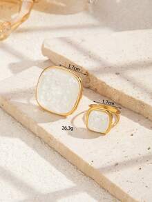2pcs Stainless Steel Fashion Casual Gold Heart Shaped Ring Set, Suitable For Women's Daily Wear Or Gift Giving - Yellow Gold - View 4