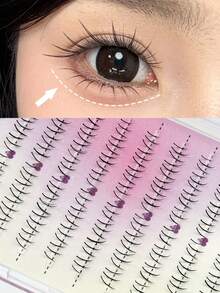 96 Clusters Cat Paw Lower Eyelashes, Transparent Stem Comfortable Band, Easy To Wear, Suitable For Beginners, Beautiful Lower Eyelashes Naturally Enhance Eyes, Rich Eye Makeup, Eyelash Clusters, False Eyelashes - C - View 6