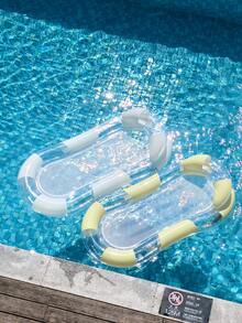 Flotador de piscina inflable con rayas pastel de 4 colores, lentejuelas transparentes y malla, tumbona de agua con soporte de malla para fiesta de piscina de verano - Multicolor - Ver 4