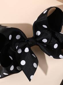 2pcs Black White Polka Dot Ribbed Ribbon Hair Bows For Girls Classic Dot Decor Alligator Clips Sweet Daily Back To School Hair Clips Teens Hair Accessories - Multicolor - View 5