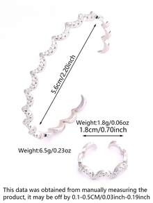 LIGHTSOME 2pcs/Set Women's Luxury Fashion Moon Open Bangle, 18K Gold Plated Copper With Zirconia, Middle Eastern Style Moon Tennis Bracelet Ring, Suitable For Daily Wear - Moon Bracelet Ring - View 7