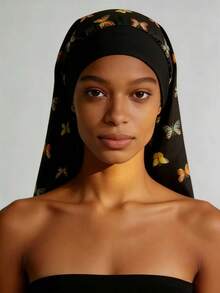 CONFLASS Leopard Print Butterfly Pattern Long Satin Sleep Cap, Loose Elastic Band Silk Hair Bonnet, Extra Large Long Braid Curly Hair Cap, Women's Essential Night Sleep Cap For Back To School - Multicolor - View 3