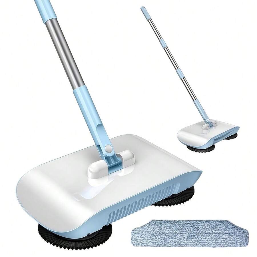 Hand Push Sweeper Broom And Dustpan Set, Manual Floor Vacuum Cleaner, All-In-One Labor-Saving Household Sweeping Tool For Home Kitchen Office Indoor Floor Cleaning