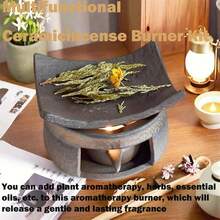 Ceramic Incense Burner Set With Lid, Cast Iron Incense Burner, Portable Meditation Purification Bowl, Home Space Purification, Vintage Desktop Decor Ritual Ornament, Suitable For Yoga And Indoor Spiritual Use - one-size - View 1