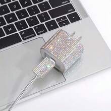 銀色/幻彩水鑽數據線保護套，兼容 Apple 18-20W 快充充電器，極簡防斷裂，延長線材壽命，防寵物啃咬，質感高級，送給男友/女友/好友的實用禮物 - 彩色 - 查看 4