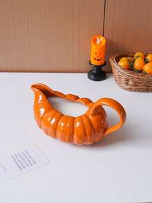 1pc Ceramic Pumpkin Shaped Sauce Boat, Halloween Pumpkin Shaped Sauce Boat, Suitable For Home, Kitchen And Restaurant Tableware; Used For Storing Seasonings, Sauces, Gravy And Salad Dressing; Suitable As A Gift Or Holiday Decoration - Multicolor - View 8