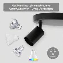 CANMEIJIA 1件 3燈天花板嵌入式射燈,鋁製天花板燈,現代室內黑色射燈,臥室天花板燈,廚房天花板燈,客廳天花板燈,含燈泡 - GU10吸頂射燈 圓形3頭 - 查看 5