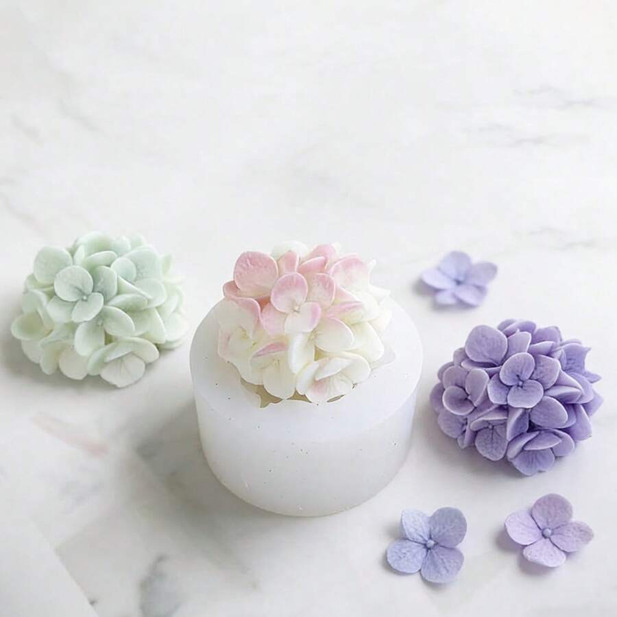 1pc Hydrangea Clay Mold 3D Flower Candle Mold Clay Plaster Molds For DIY Home Table Ornament Molds, Suitable For Handmade Home Decoration, Wedding Crafts And Holiday Gifts (Valentine'S Day, Mother'S Day, Birthday, Christmas - Transparent - View 1