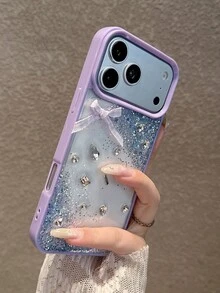 新款時尚奢華水鑽紫色手機殼，適用於 iPhone 18 Pro Max/18 Pro/18/17 Pro Max/17 Pro/17/16 Pro Max/16/16 Pro/15/15 Pro Max/15 Pro/11/12/13/14 Pro Max/12 Pro/12 Pro Max/13 Pro/13 Pro Max/14 Pro 硬殼 - 淡紫色 - 查看 3