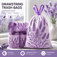 Bolsas de basura con cordón de lavanda, aroma a artemisa & lima, reforzadas, tamaño grande, rollo de cocina, bolsas de plástico impresas - A - Ver 1