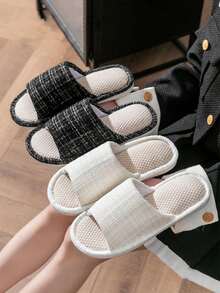1 Pair Linen Slippers, Spa Slippers, Sweat-Absorbent Non-Slip Home Slippers For Men And Women, Breathable Cool Slippers For All Seasons - Multicolor - View 5