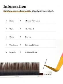 Winky Beauty Oval Flat False Eyelashes Brown, Mixed Length 8-15mm, Natural Soft Silk, Classic Single Dense Type, 12 Rows, 0.15mm/0.20mm, Single Lash Extension, Premium, Matte, Suitable For Professional Lash Artists, Lash Clusters, Lash Strips, Single False Eyelashes, False Eyelashes - View 3