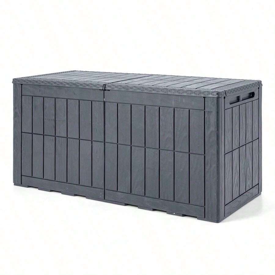 Lockable Outdoor Deck Box, Large Capacity Patio Storage Bin With Flip Top Lid, Gray Resin Chest For Pool Supplies, Sofa Cushions, Garden Tools, Garage And Balcony Organization-XY441858 - FXCMF0RVWQ2YZ - View 1