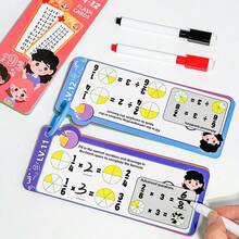 1 buah/Kartu Flash Matematika yang Dapat Dihapus Penjumlahan Pengurangan Perkalian Pembagian Aritmatika Alat Bantu Belajar Edukatif Kartu Latihan Portabel yang Dapat Digunakan Kembali untuk Siswa Sekolah Dasar Mainan Belajar di Rumah dan Kelas - Gaya multi-warna acak - View 2