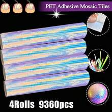 DHboying 9360pcs-4 Rolls Holographic PET Disco Ball Mirror Stickers, Self-Adhesive Colorful Mosaic Tile Stickers 5x5mm, Suitable For Handmade DIY Dolls Home Decor Stickers, Party Decoration - PET Iridescent Decorative Sticker - View 2