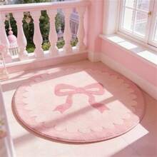 1 pieza Alfombra decorativa estilo lazo rosa crema, alfombra esponjosa y cómoda, alfombra para sala de estar, alfombra para dormitorio, alfombra para vestidor, alfombra para entrada, alfombra para cocina, alfombra para lado de la cama, duradera y a prueba de polvo, alfombra de decoración del hogar, regalo de Año Nuevo, regalo para familia y amigos, alfombra para lado de la cama - Multicolor - Ver 5