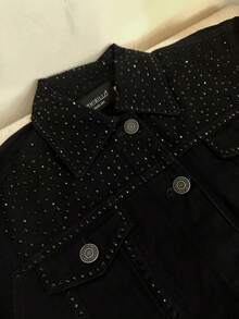 pthirillo Women Denim Jackets & Coats - 黑色水鑽之夜 - 查看 3