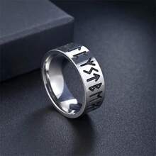 Viking Rune Ring Black Blue Enamel Minimalist Jewelry Stainless Steel Ring Men's Birthday Gift Daily Wear Valentine's Day Father's Day Gift Non-Allergic Non-Fading - Multicolor - View 20