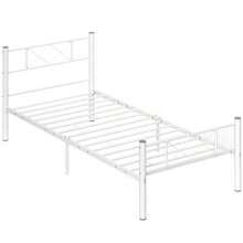 Bed Frame For 200 X 90 Cm Mattress, 88 Cm High Single Steel Bed Frame - White - View 2
