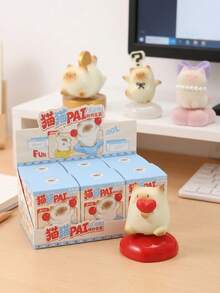 Kawaii Siamese Cat Spinning Blind Box – Smooth PVC Collectible Figures With A Rare Flocked Velvet Secret Edition – 360° Rotating Desk Toys, Halloween Party Favor & Christmas Gift For Cat Lovers - Multicolor - View 3