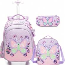 Tas Ransel Travel Keren untuk Remaja Perempuan dengan Roda dan Tas Selempang - Tas sekolah troli anak perempuan - View 16