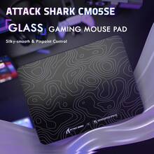 ATTACK SHARK CM05SE Tempered Glass Mouse Pad, 9H Hardness Anti-Scratch, Nano Etched Ultra-Smooth Surface, Non-Slip PU Base, High Accuracy, Fast-Moving, 410*310*5mm For FPS Esports/Office - Black/ White - View 5