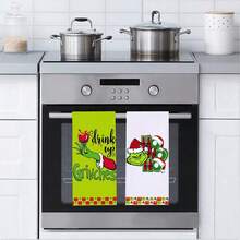 The Grinch 2Pcs Christmas Kitchen Towels, Bathroom Hand Towels, Christmas Decorations, Kitchen Towels, Bathroom Decor, Housewarming Gift, Host Hostess Gift - Multicolor - View 3