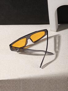 1 Pair Men's Textured Glossy PC Frame Retro Hip-Hop Style Asymmetric Fashion Glasses, Suitable For Summer Beach Vacation, Outdoor Driving, Travel And Daily Wear - Multicolor - View 8