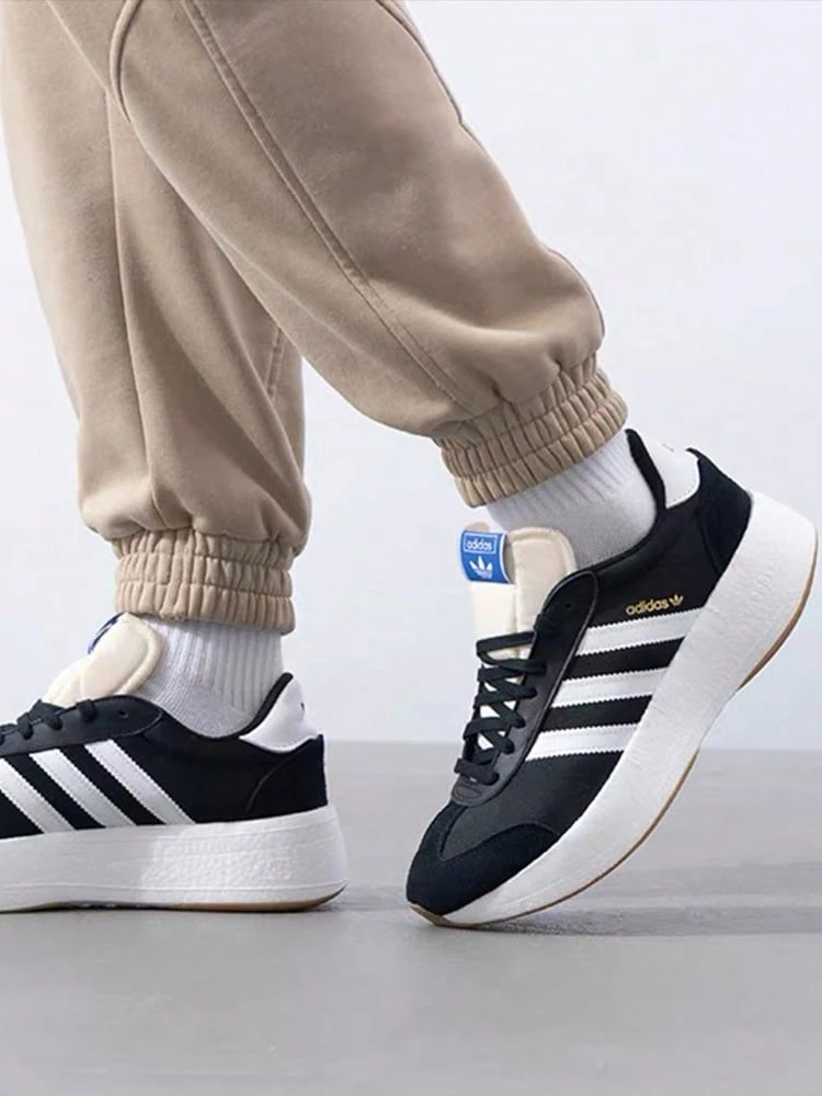 Adidas Originals CITY RNR Suede RNR Comfort Versatile Low-Top Lifestyle Shoes Unisex Black - Black and White - View 1