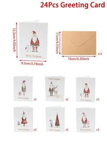 24pcs/12sets Christmas Greeting Cards With Envelopes, Perfect For Christmas Wishes And Thank You Notes, Santa Claus Pattern, Christmas Blessing Cards, Christmas Party Decoration, Christmas Gifts, Merry Christmas Decor, Christmas New Year Greeting Cards, Floral Greeting Cards, Merry Christmas Decoration, Christmas Decoration, Winter Decoration, Christmas Party Favors, 2027 New Year Decoration, Decoration, Decoration - Santa Claus - View 8