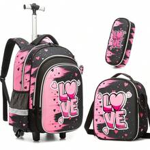 Tas Ransel Travel Keren untuk Remaja Perempuan dengan Roda dan Tas Selempang - Tas sekolah troli anak perempuan - View 14