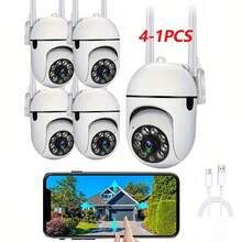 1/2/4pcs 1080P HD Smart WIFI Camera, Home Security Camera - Monitor, 355° Panoramic View, Night Vision, Support PTZ Control & Zoom, Two-Way Audio, AI Motion Detection Alarm - WIFI Wireless Indoor Outdoor Camera, Home Security Camera, Christmas, Thanksgiving Gift - White - View 2