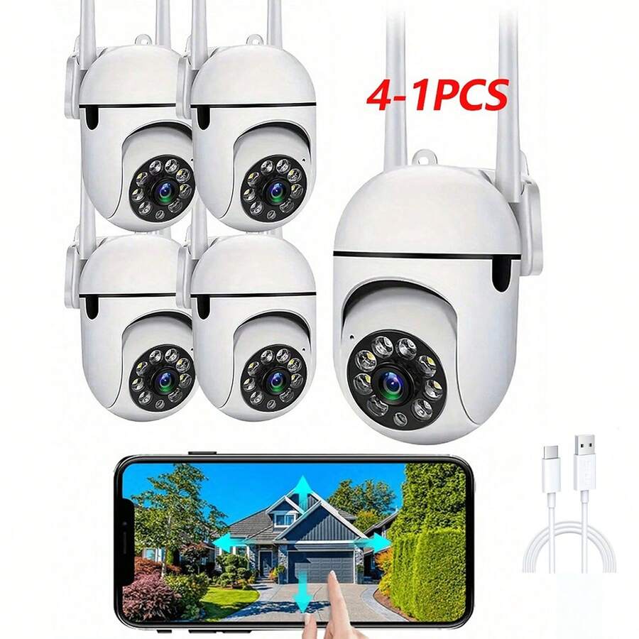 1/2/4pcs 1080P HD Smart WIFI Camera, Home Security Camera - Monitor, 355° Panoramic View, Night Vision, Support PTZ Control & Zoom, Two-Way Audio, AI Motion Detection Alarm - WIFI Wireless Indoor Outdoor Camera, Home Security Camera, Christmas, Thanksgiving Gift