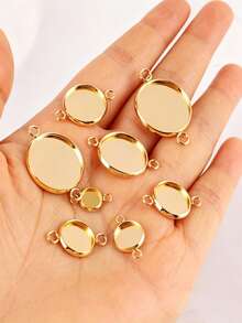 10pcs Stainless Steel Round Blank Base Tray Inlay Frame Blank Double Hole Pendant For DIY Jewelry Making Accessories - Blank Base - View 4