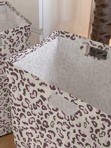 Pink Leopard Print Storage Bin 35*25*48cm Large Capacity Fabric Foldable Storage Basket Home Bedroom Atmosphere Dirty Laundry Basket Socks Storage Bin Toy Sorting Storage Bucket - Multicolor - View 5