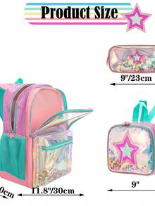 3-Piece Girls Backpack Set, Includes Crossbody Bag And Pencil Case, Back To School Backpack Set For Teenage Students - Pink X3012 - View 3