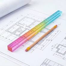Colorful Ruler Cube, 2-In-1 Geometric Drawing Tool, Math Learning Stationery Set, Drawing & Measuring Stationery, Math Teaching Aid, Painting Supplies, Ruler Accessories, Multi-Functional Plastic Geometric Shape, Back To School, Graduation Gift - A - View 7