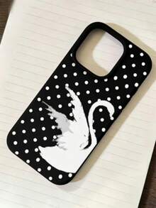 1件個性化天鵝波點圖案美學圖形黑色液態直邊手機殼，適用於 iPhone 16/16Pro/16Plus - 彩色 - 查看 3