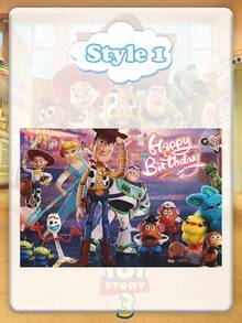 Disney 生日快樂主題攝影背景布，高畫質印花聚酯纖維派對牆面裝飾，可折疊且可重複使用的裝飾背景橫幅，生日派對攝影與場景布置理想配件 - 多款 - 查看 6