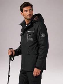 CZRLHYT Men's Hooded Drawstring Soft Shell Jacket, Suitable For Sports And Casual Wear, Front Large Pockets, Ideal For Daily Outdoor Outfits, Versatile - Black - View 9