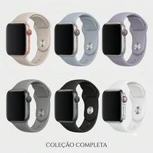 Pulseira Para Relógio Smartwatch Silicone Com Fecho De Metal - Preta - Preto - Visão 5